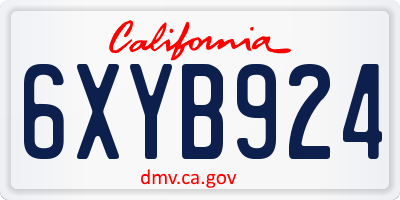 CA license plate 6XYB924
