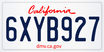 CA license plate 6XYB927