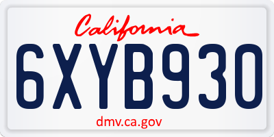 CA license plate 6XYB930