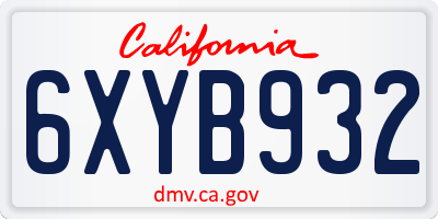 CA license plate 6XYB932