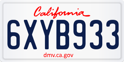 CA license plate 6XYB933