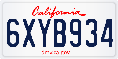 CA license plate 6XYB934