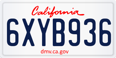 CA license plate 6XYB936