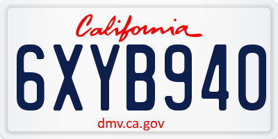 CA license plate 6XYB940