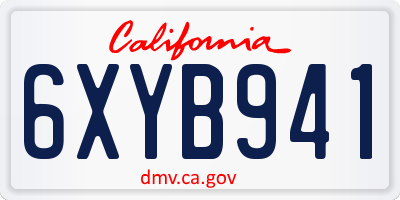 CA license plate 6XYB941