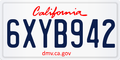 CA license plate 6XYB942