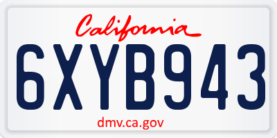 CA license plate 6XYB943
