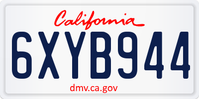 CA license plate 6XYB944