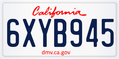 CA license plate 6XYB945
