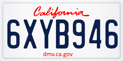 CA license plate 6XYB946