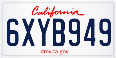 CA license plate 6XYB949