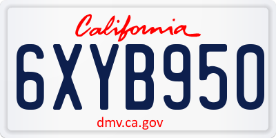 CA license plate 6XYB950