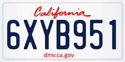 CA license plate 6XYB951
