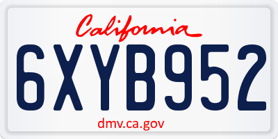 CA license plate 6XYB952