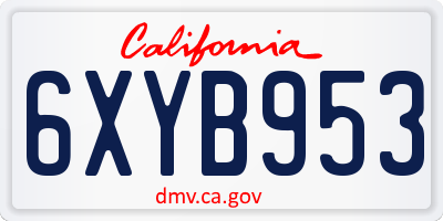 CA license plate 6XYB953
