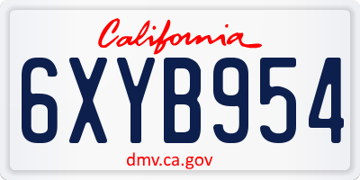 CA license plate 6XYB954