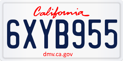 CA license plate 6XYB955