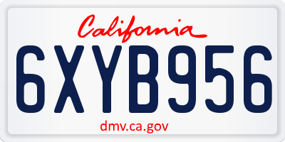 CA license plate 6XYB956