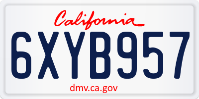 CA license plate 6XYB957