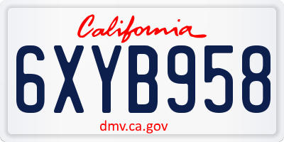 CA license plate 6XYB958