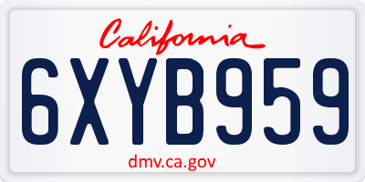 CA license plate 6XYB959