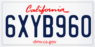 CA license plate 6XYB960