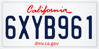 CA license plate 6XYB961
