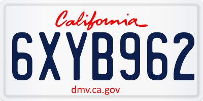 CA license plate 6XYB962