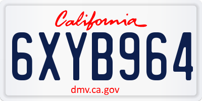 CA license plate 6XYB964