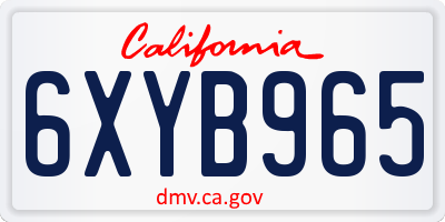 CA license plate 6XYB965