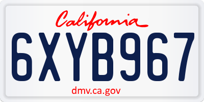 CA license plate 6XYB967