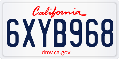 CA license plate 6XYB968
