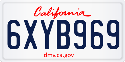 CA license plate 6XYB969