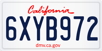 CA license plate 6XYB972