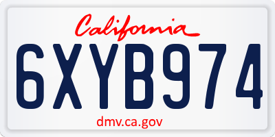 CA license plate 6XYB974