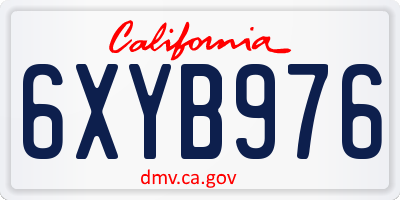 CA license plate 6XYB976