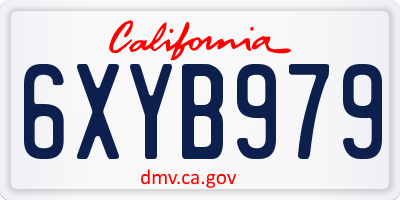 CA license plate 6XYB979
