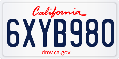 CA license plate 6XYB980