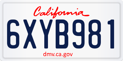 CA license plate 6XYB981