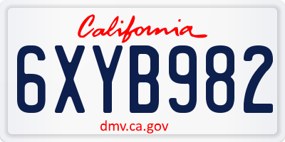 CA license plate 6XYB982