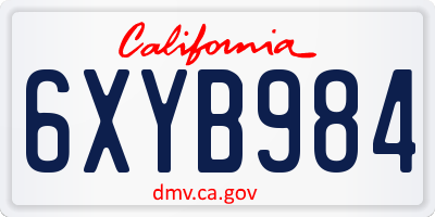 CA license plate 6XYB984