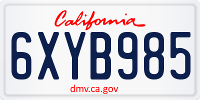 CA license plate 6XYB985
