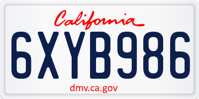 CA license plate 6XYB986