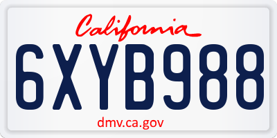 CA license plate 6XYB988