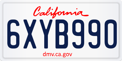 CA license plate 6XYB990