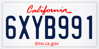 CA license plate 6XYB991
