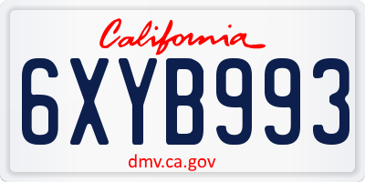 CA license plate 6XYB993