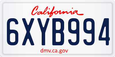 CA license plate 6XYB994
