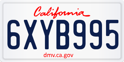 CA license plate 6XYB995