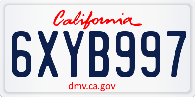 CA license plate 6XYB997